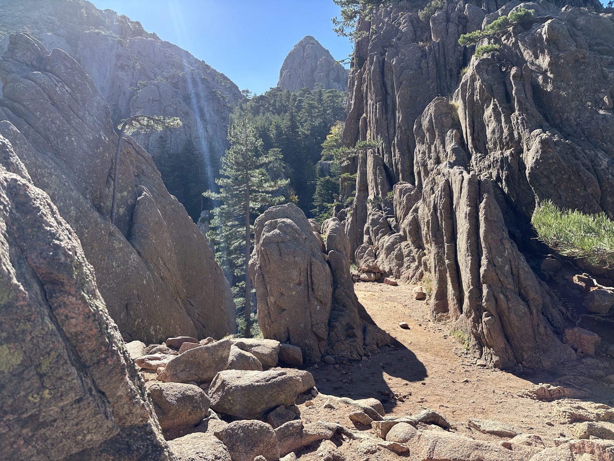 Rechtopstaande rotsen op plateau.
