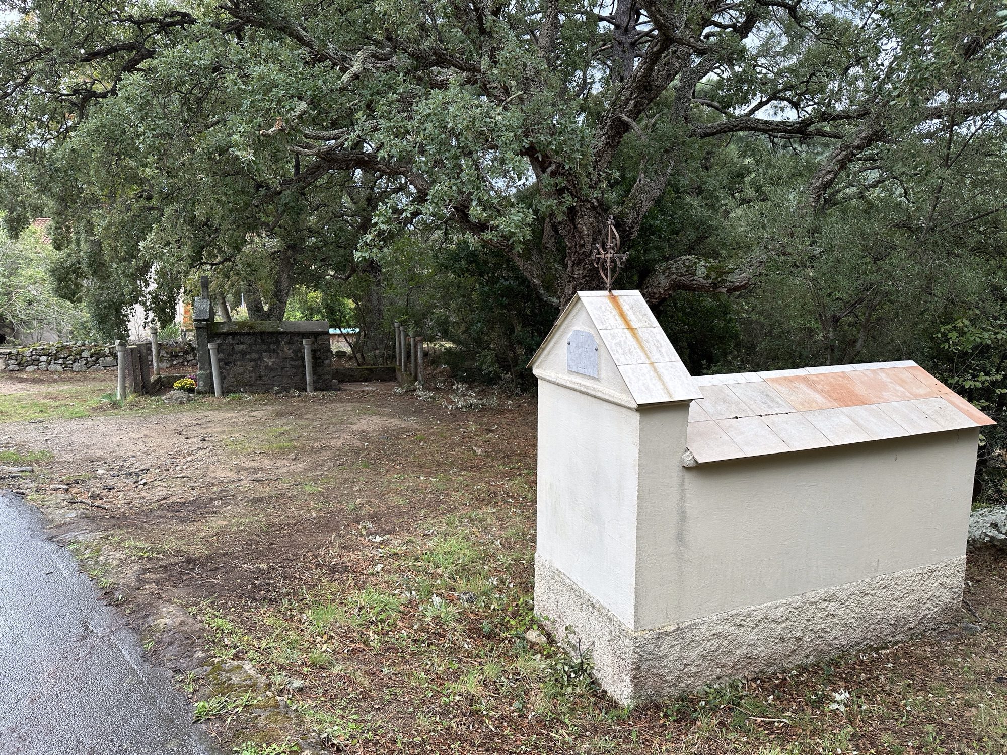Grafkapelletjes nast de straat.